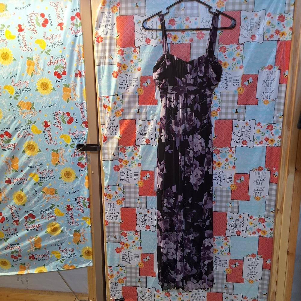 NWT CONNECTED APPAREL FLORAL SLEEVELESS SQUARE NECK MIDI BABY DOLL DRESS
